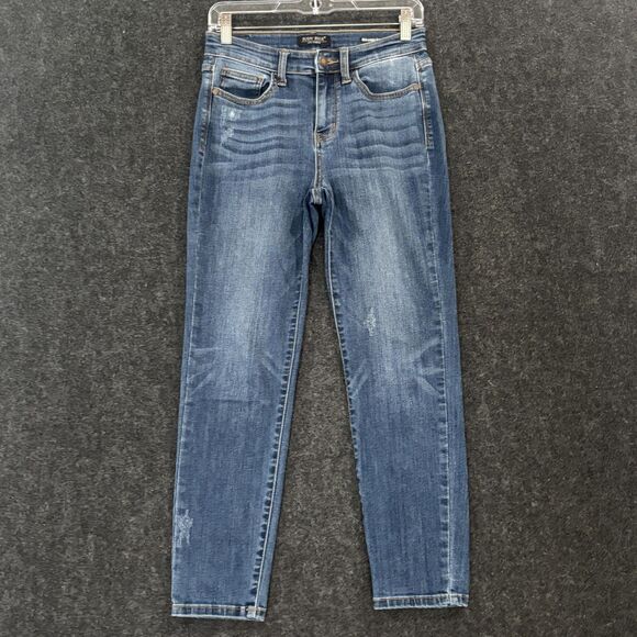 Judy Blue Jeans Womens 3/26 Blue Relaxed Fit Mid Rise Stretch Denim JB8225IDK - Picture 1 of 13